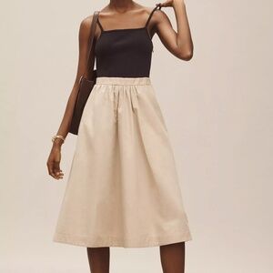 Maeve Sleeveless Rib Poplin Twofer Midi Dress